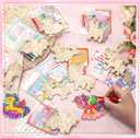 Leinuosen 24 Sets Unicorn Valentines Day Gifts Cards Wooden Painting Crafts Kit Unicorn Party Favors DIY Unfinished Wooden Crafts Exchange Gifts Cellophane Bags Markers