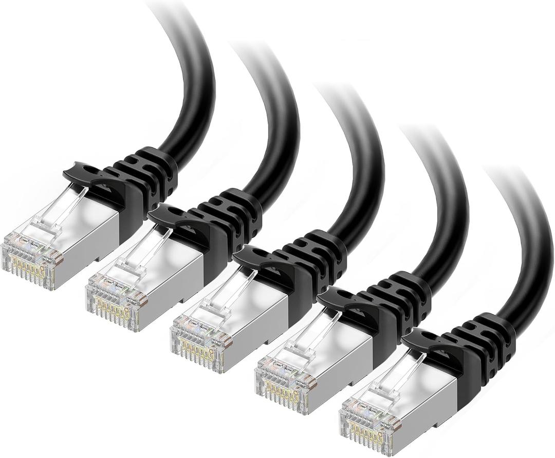 Cable Matters 10Gbps 5-Pack Snagless Short Shielded Cat 6A Ethernet Cable - 1ft, Cat 6A Cable, Cat6A Cord, Ethernet Cord, Black