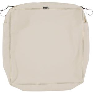 Classic Accessories Montlake Water-Resistant 23 x 23 x 5 Inch Outdoor Back Cushion Slip Cover, Patio Furniture Cushion Cover, Antique Beige, Patio Furniture Cushion Covers