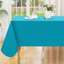 Smiry Rectangle Table Cloth 52x70 Inch, Waterproof Wipeable Vinyl Tablecloths Protector, Oil Spill Proof Plastic Table Cover for Dining, Picnic, Camping, Outdoor, Turquoise