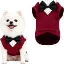 Dog Suit with Bow Tie Pet Tuxedo for Dogs Cats Formal Clothes Puppy Outfits for Halloween Wedding Birthday (Red, Large)