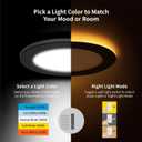 Meconard 6 Pack 4 Inch 5CCT LED Recessed Ceiling Light with Night Light, 2700K/3000K/3500K/4000K/5000K Selectable Ultra-Thin Lighting, 9W=75W, 750LM, Dimmable Canless Wafer Downlight, Black Trim