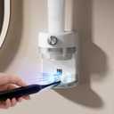 Toothpaste Squeezer, Bathroom Wall Mounted Electric Toothpaste Dispenser with Adjustable Toothpaste Dispensing Amount, Automatic Toothpaste Dispenser for Adults and Kids (White)