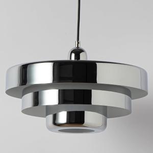 Modern Tiered Metal Pendant Light, Adjustable Height Ceiling Light Fixture, All-Metal Construction, Mid-Century Pendant Lighting for Kitchen Island Dining Room Living Room Hallway(Mirror Chrome)