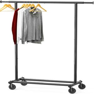 Simple Houseware Heavy Duty Clothing Garment Rack, Holds Up to 150 lbs, 42 to 67 Inches Extendable Rod, Black
