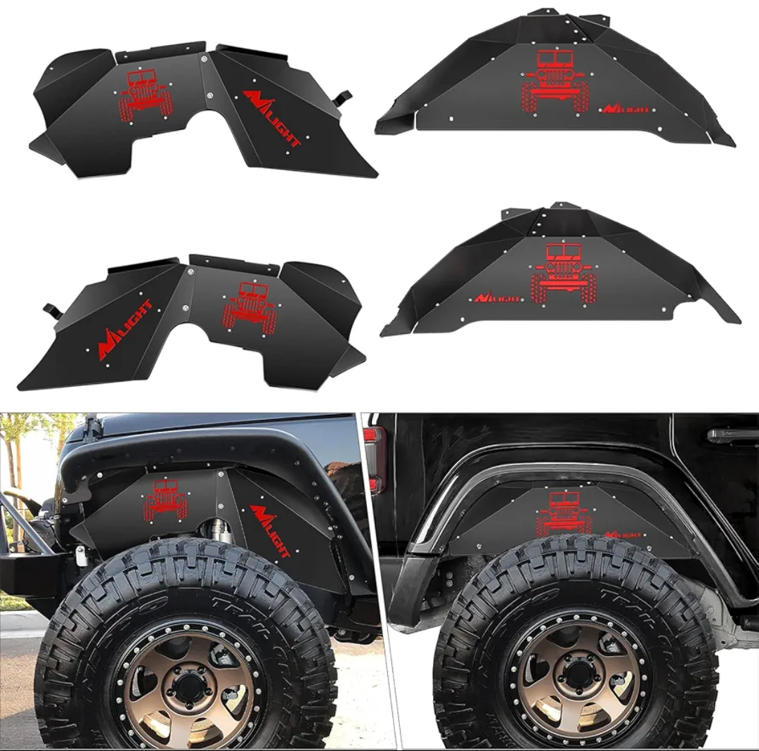 Front & Rear Inner Fender Liners Wheel Cover Fit for 2007-2018 Wrangler JK JKU 4WD (4-Door/2-Door)
