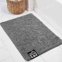 KANGAROO Bathroom Rugs, Chenille Soft Absorbent Bath Rug, Shaggy Shower Mat, Quick Dry Machine Wash Bathmat, Plush Carpet Mats for Tub, Bathtub and Room Home Decor Accessories, 24x17, Gray (Grey)