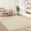 Washable Faux Sisal Rug, 10x14 Firm Textured Woven Mat, Indoor-Outdoor Non-Slip Easy-Clean Area Rug, Solid Modern Carpet for Living Room, Bedroom, Kitchen, Entryway, Patio, Cream Beige