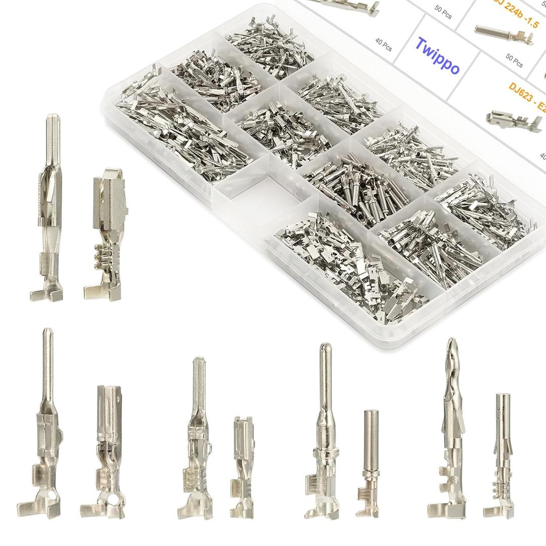 440Pcs Automotive Electrical Pin Connectors Kit 1.5/1.8/2.5/2.8mm Pin Terminals Wire Connector Pins Wiring Harness Pin Kit Crimp Terminal Pins for 22-12 Gauge Plug