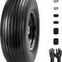13" Flat-Free Wheelbarrow Tire - 4.00-6 Solid Rubber Replacement Tire for Garden Carts, Gorilla Carts & Hand Trucks, with 5/8" or 3/4" Bearings, Heavy Duty Utility Tire (1 Pack), 1 PCS