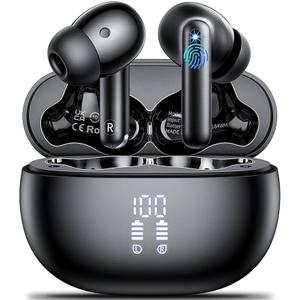 UUI Wireless Earbuds Bluetooth 5.3 Headphones,Ear Buds with LED Diaplay Charging Case Waterproof Deep Bass Stereo -Earphone Black