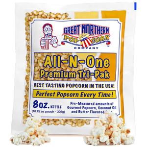 Movie Theater Style 40-Count Popcorn Packs - Pre-Measured 8-Ounce All-in-One Kernel, Salt, Oil Packets for Popping Machines by Great Northern Popcorn