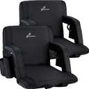 Sportneer Stadium Seats with Back Support: 2.5'' Thick Comfy Cushion 6 Adjustable Angle Bleacher Seat with Armrest - 2 Large Pockets, 2 Cup Holders Stadium Chair for Sport Events Concerts Parks (Black, 2 Pack)
