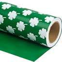 WRAPAHOLIC Reversible Wrapping Paper - Mini Roll - 17 Inch X 33 Feet - St. Patrick Green and White Lucky Clovers Design for St. Patrick Day, Birthday, Baby Shower