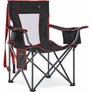 Oversized Camping Chairs Heavy Duty Outdoor Chair Support 400 Lbs, Black, Single Pack