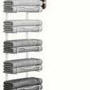 Hanging Towel Racks for Bathroom No Drill - Over The Door 8-Tier Bath Towel Storage Organizer for Small Bathrooms - Back Door Large Tiered Towel Holder Hanger for Rolled Towels RV Camper White
