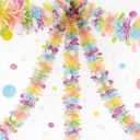 33 Feet Easter Tinsel Garland, Colorful Sequin Spring Decoration in Pink/Yellow/Blue/Green/White, Festive Hanging Floral Decor for Mantel, Tree Stand, Party, Indoor & Outdoor Use