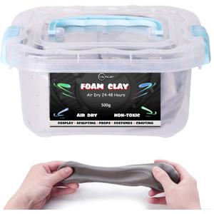 1.1lb Moldable Cosplay Foam Clay (Grey)  High Density for Intricate Designs | Air Dries to Perfection for Cutting with a Knife or Rotary Tool, Sanding or Shaping (500g)