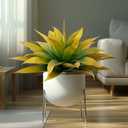Ttranewsoo Artificial Plants Outdoor Faux Plant,Artificial Agave Faux Hostas Outdoor Uv Resistant Artificial Plants Indoor Fake Plant Artificial Agave Plant Indoor(2pcs, 28") Yellow