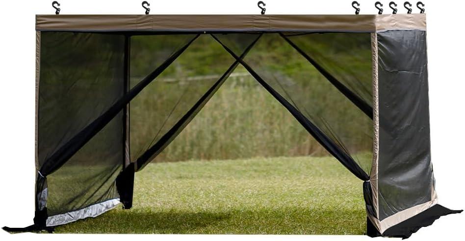 10x10 Mosquito Netting for Straight Leg Canopy, Pop up Tent Mesh Screen Side Walls, with Zipper Door and Widen Wind Deflector, only Netting Excluding Tent Frame and Top