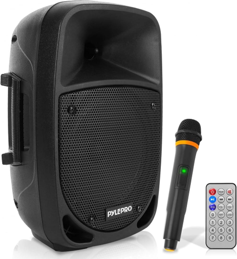 Pyle Portable 800W Karaoke PA System with Wireless Microphone, Bluetooth Streaming, Rechargeable Battery, USB/SD Recording & Powerful Sound Compact Karaoke Speaker and PA Speaker for Home and Events