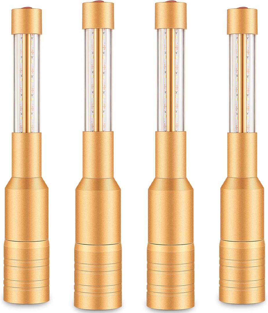 Lewtemi 4 Pieces Bottle Girl Lights Strobe Baton Bottle Service Lights Rechargeable Champagne Topper Handheld Sparklers for Bar Club VIP Nightclubs Party Event(Gold)
