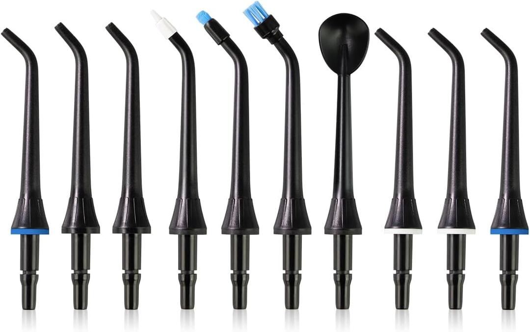 MySmile 10 Pcs Replacement Jet Tips Water Dental Flosser, Oral Irrigator Nozzle Set & Storage Case, Compatible MySmile Cordless Select LP211 and LP221 (Black)