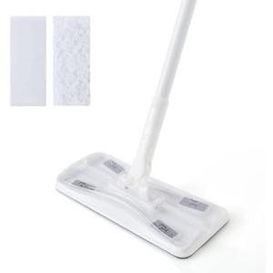 Eyliden Sweeper Mop with 58" Long Handle, 36 Disposable Refills - 12 Heavy-Duty Pet Hair Cleaning Pads, 24 Dry Sweeping Cloths, Dry Dust Mops Kit for Multi Surface Floor Cleaning (White)