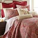 Levtex Home - Spruce Red Quilt Set - King/Cal King Quilt (106x92in.) + Two King Pillow Shams (36x20in.) - Paisley Pattern in Burgundy, Red, Tan, Grey - Reversible - Cotton
