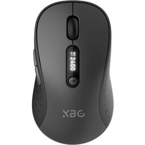 XBG B15pro Wireless Bluetooth Mouse, Bluetooth 5.0/4.0 & 2.4G Tri-Mode, Type-C Rechargeable with LED Screen Display, Ergonomic Silent Click for Laptop/PC/Tablet, Multi-Device & Office Use, Black