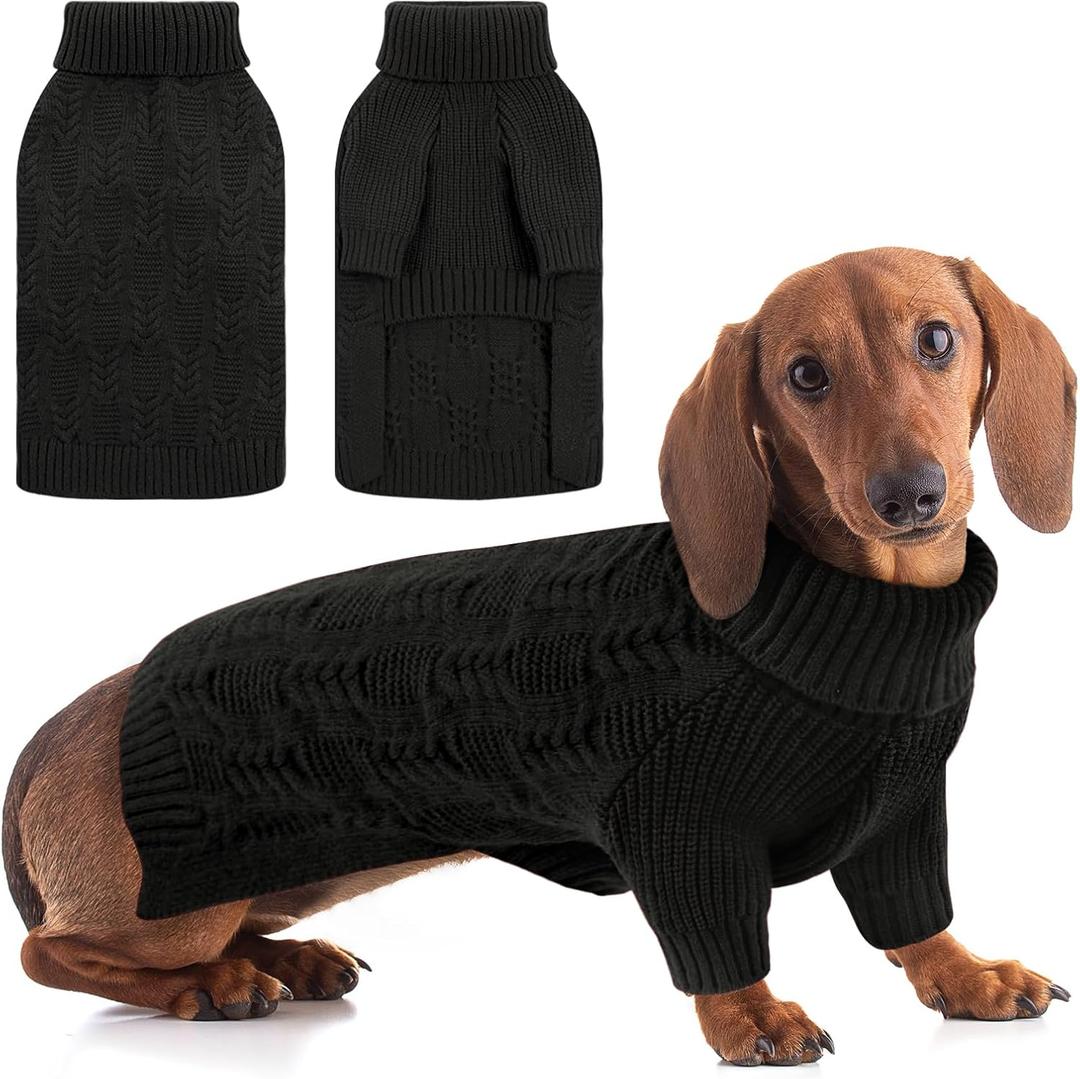 ASENKU Dog Sweater for Medium Dog Girls Boys, Fall Winter Turtleneck Long Sleeve Pet Christmas Sweater, Pullover Sweatshirt for Dachshund, Westie(Grey,Large)