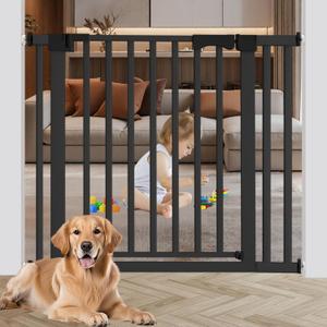 30-41 Inch Extra Wide Outdoor Baby Gate/Dog Gate, Indoor Pet Gate for Doorways, Hallways and Stairs No Drilling, Auto Close, Pressure Mounted Safety gate for Babies,Pets, Black