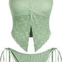 ZAFUL Floral Twist Bikini Set for Women Halter Tankini Tie Side String Swimsuit Two Piece Bathing Suit, S