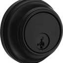 Kwikset 817 Deadbolt Lock, Matte Black Round Exterior Keyed Front Entry Door, Pick Resistant SmartKey Rekey Security, Single Cylinder Dead Bolt, with Microban Protection (Traditional)