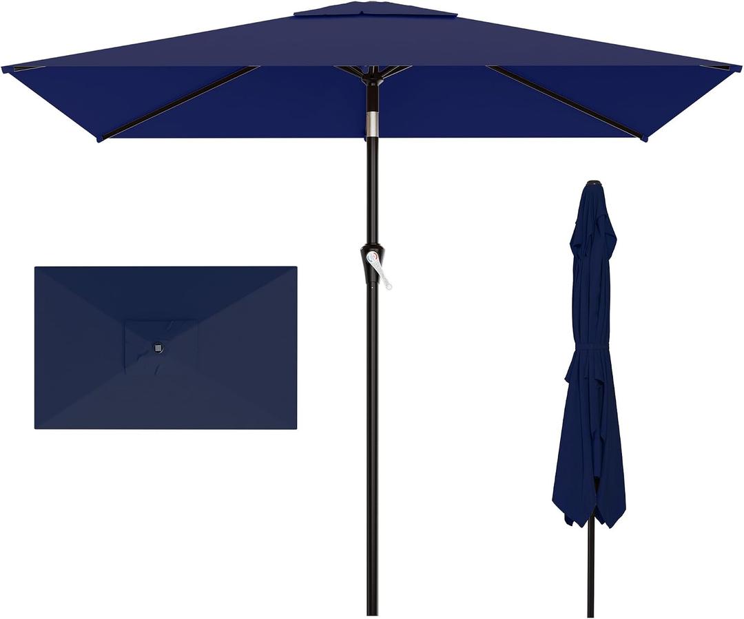 AreShark 6.5' x 10' Rectangular Patio Umbrellas for Outdoor, Outdoor Table Umbrella, Large Outdoor Patio Umbrellas with 6 Sturdy Ribs for Pool, Garden, Deck & Market (Navy)