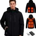 Heated Jacket for Men, Winter Outdoor Soft Shell Mens Heating Coat with Rechargeable Pack (Large)