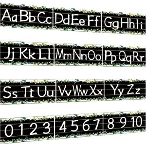 12Pcs Alphabet Bulletin Board Strips Set, Alphabet Line ABC Alphabet Banner Number Line Border Posters for Preschool Kindergarten Classroom Playroom Bedroom Wall Decor