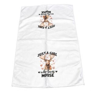 Sviojuce Just a Girl Who Loves Moose Kitchen Towels Decorative Gifts for Deer Lovers Women 16x24, Moose Dish Towel Cloths Dishcloths Tea Towel, Funny Bathroom Kitchen Hand Towel Decor