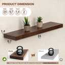 Axeman 24 inch Solid Black Walnut Floating Shelves for Wall, 6.7" Deep Real Wood Shelves for Home Decor, Wall Mounted Heavy Duty Bracket Shelf, Natural Wooden Shelves, Set of 2