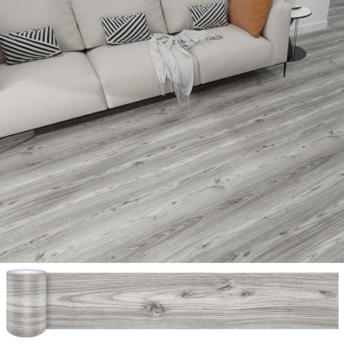 Lareko 54 Sq.Ft,Wood Peel and Stick Floor Tiles,36 Pack Grey Vinyl Flooring (No Adhesive Residue) 36"×6" Waterproof and Non-Slip Laminate Flooring for Renters Bathroom, Living Room (Gray Oak