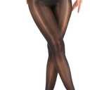 ARRUSA Women's Super Sexy Shiny Sheer Control Top Footed Tights Silk Stockings Ultra Shimmery High Waist Pantyhose (Black)