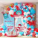 Cat Hat Themed Party Decorations 135PCS Red Blue White Balloon Arch Garland Kit Thing 1 and Thing 2 Birthday Party Decoration Dr Baby Shower Decorations