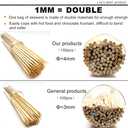 6" Natural Bamboo Skewers for BBQ，Appetiser，Fruit，Cocktail，Kabob，Chocolate Fountain，Grilling，Barbecue，Kitchen，Crafting and Party. Φ=4mm, More Size Choices 8"/10"/12"/14"/16"/17.5"/30"/36"(200 PCS)