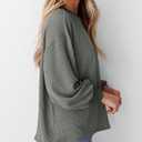 PRETTYGARDEN Womens Long Sleeve Tops 2025 Fall Fashion Shirts Trendy Clothes Casual Loose Crewneck Ribbed Knit Tunic Blouse (S)