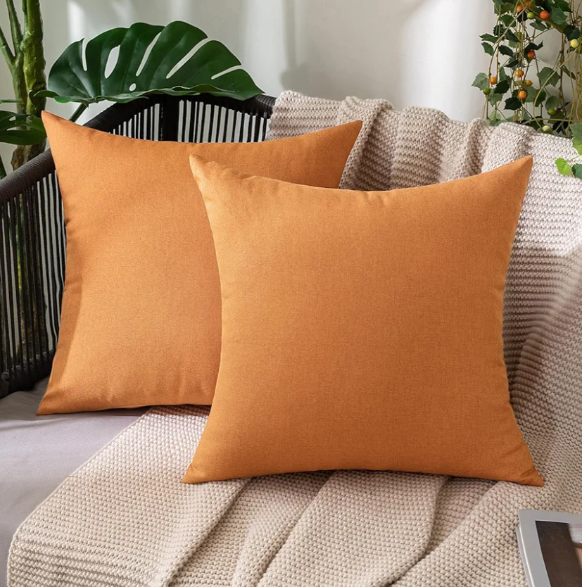 MIULEE Pack of 1 Decorative Outdoor Solid Waterproof Throw Pillow Covers Faux Linen Garden Farmhouse Cushion Cases for Patio Tent Balcony Couch Sofa 18x18 Inch Brown