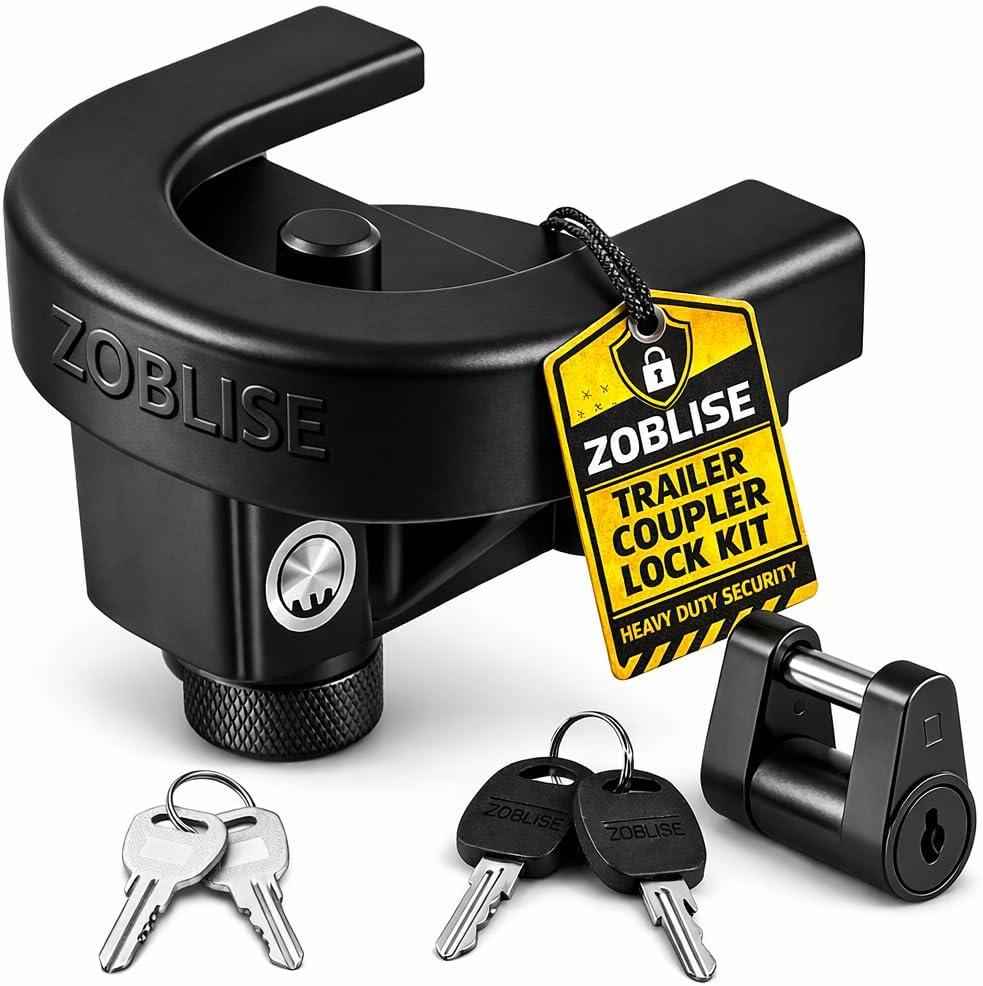 2 inch Trailer Hitch Locks Set, Trailer Tongue Lock Heavy Duty, Anti-Theft Tow Hitch Lock, for RV, Boat, Jack Trailers