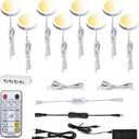 AIBOO LED Under Cabinet Puck Lights CCT Light Color Temperature Adjustable Warm+White Double Color with Dimmable RF Remote Controller for Kitchen Shelf Ambiance Display Lighting (8 Lights, 24W)