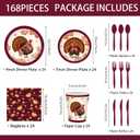 168pcs Thanksgiving Turkey Plates Napkins Party Supplies Fall Thanksgiving Paper Cups Disposable Tableware Set for Autumn Friendsgiving Party Decorations 24 Guests