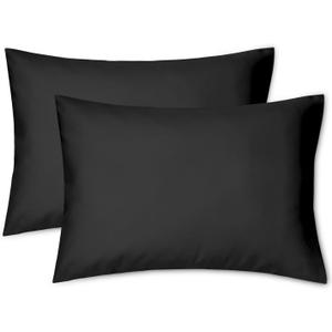 EXQ Home Toddler Pillowcases 13x18 Travel Pillow Case Set of 2, Small Pillow Case for Baby Pillow Sized 12x16, 13x18, Kids Pillowcases 2 Pack Machine Washable (Black) 
