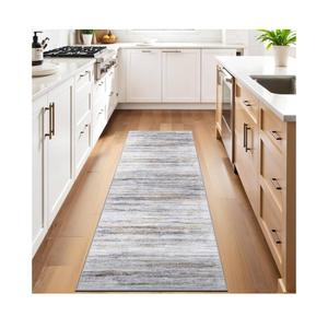 2x10 Washable Runner Rugs for Hallway: Easy-to-Clean Abstract Runners for Entryway Kitchen Dining Room- Stain and Water Resistant Rugs with Non-Slip Backing - Soft Low-Pile Carpet Beige Grey